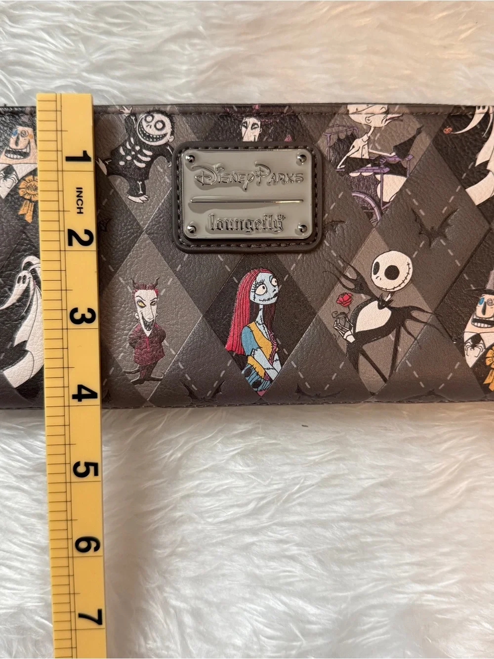 Disney Parks Loungefly Nightmare Before Christmas Gray Argyle Zip Wallet